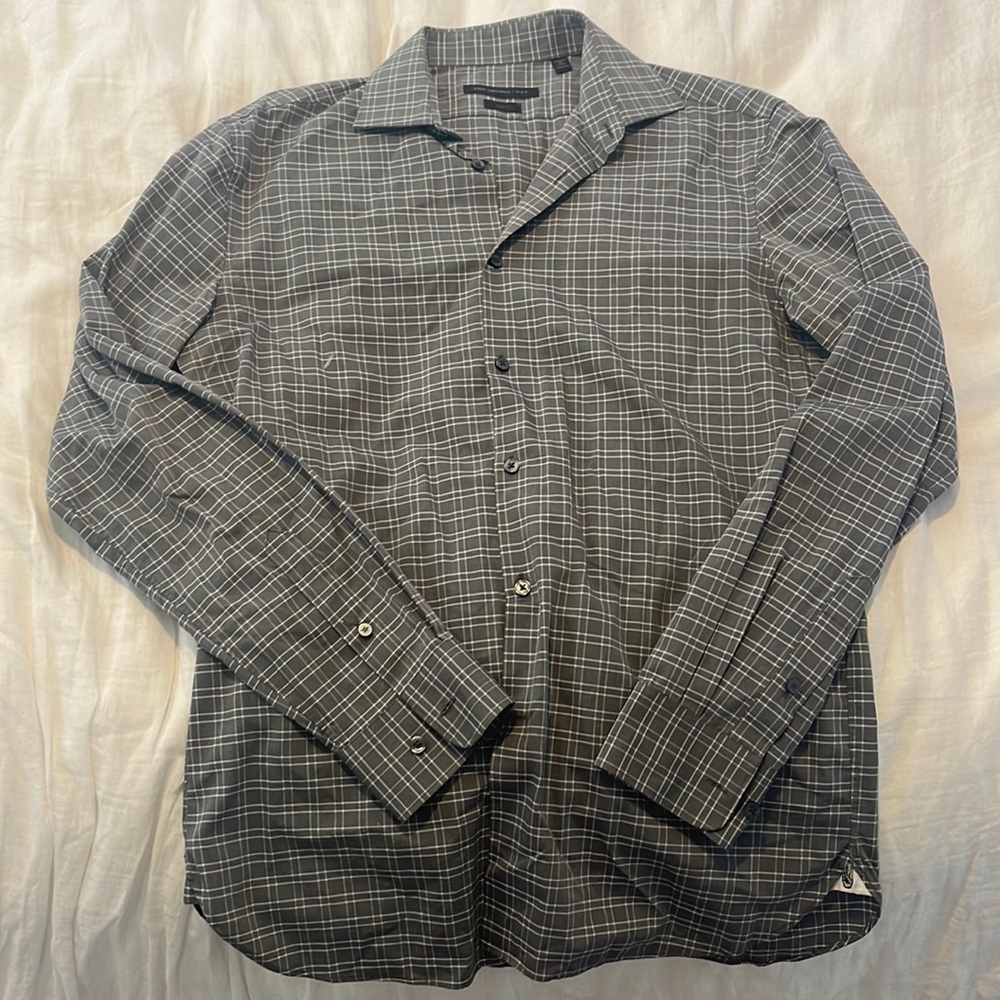 John Varvatos slim fit long sleeve collared button down shirt